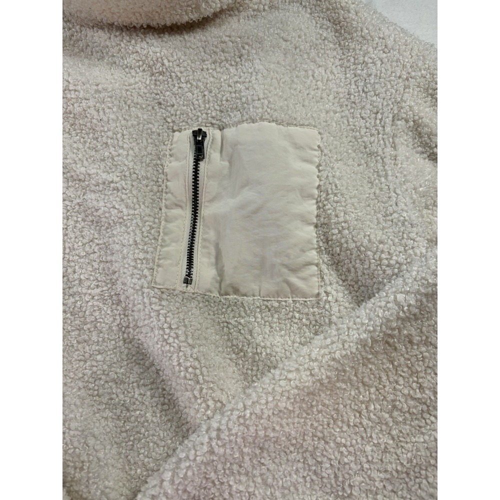 Wallflower Women's Fleece Pullover, Size XS Cream/Ivory Cozy Front Zipper Pocket